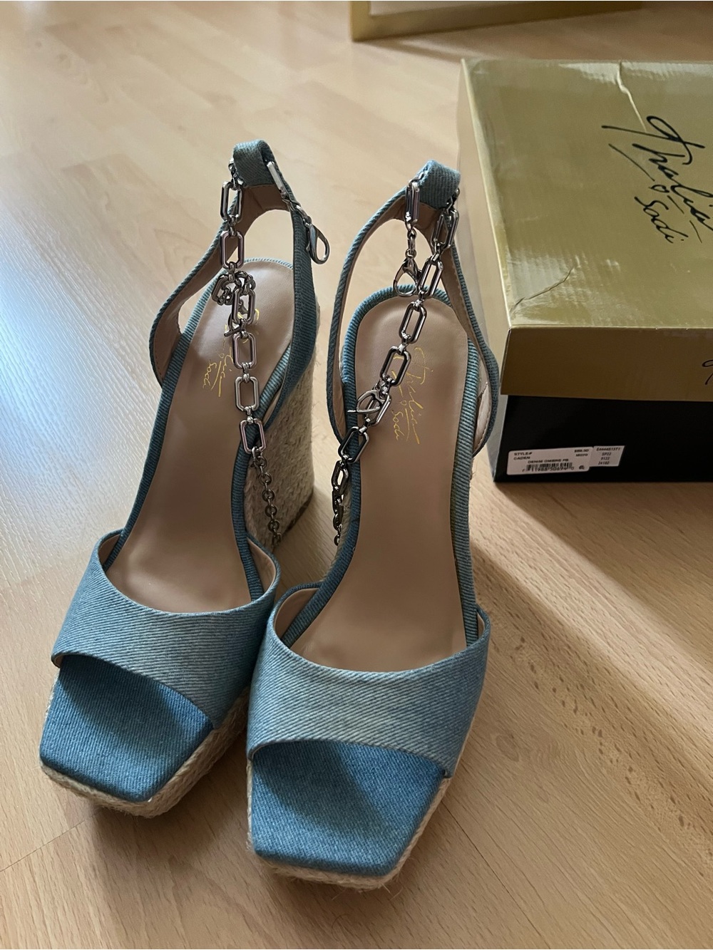 Thalia Sodi Light Blue Espadrille Platform Slingback Wedges